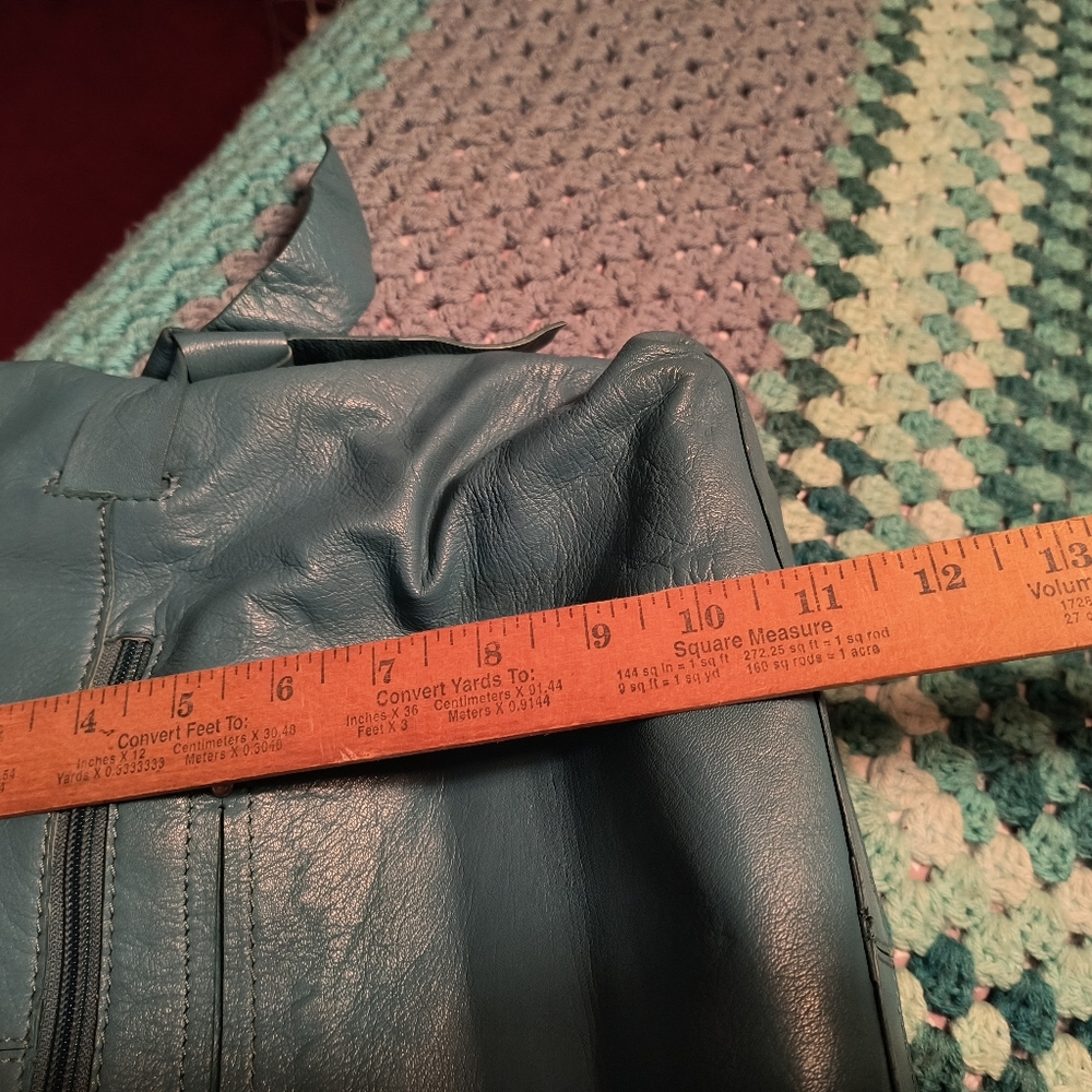 Nino Bossi Turquoise Leather Sholder Bag - Picture 8 of 9